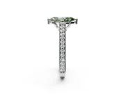 Solitaire Engagement Ring Setting for Fancy Green Marquise Center with Engraved Pave Band and Prong Head in Platinum