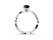Side Accent Engagement Ring Setting for Fancy Black Pear-Shaped Center with Accent Shoulders and Prong Head in Sterling Silver