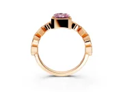 Milgrain Bezel Engagement Ring Setting for Fancy Pink Radiant Cut Center with Marquise Stations and Bezel Head in Rose Gold