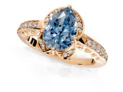 Floral Engagement Ring Setting for Fancy Blue Pear-Shaped Center with Four Accent Clusters and Prong Head in Rose Gold