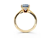 Solitaire Engagement Ring Setting for Fancy Blue Princess Cut Center with Knife Ridge Band and Claw Prong Head in Yellow Gold
