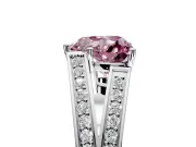 Split Shank Engagement Ring Setting for Fancy Pink Heart-Shaped Center with Pave Split Shank and Prong Head in Sterling Silver