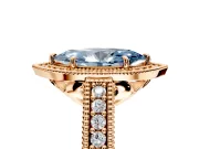 Milgrain Halo Engagement Ring Setting for Fancy Blue Marquise Center with Pave Band and Prong Head in Rose Gold