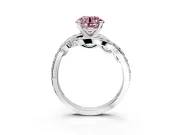Solitaire Engagement Ring Setting for Fancy Pink Round Cut Center with Pave Bypass Twist Band and Prong Head in Sterling Silver