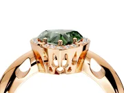 Halo Engagement Ring Setting for Fancy Green Heart-Shaped Center with Tapered Plain Band and Prong Head in Rose Gold