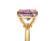 Minimalist Solitaire Engagement Ring Setting for Fancy Pink Radiant Cut Center with Thin Band and Prong Head in Yellow Gold