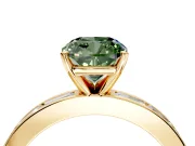 Solitaire Engagement Ring Setting for Fancy Green Cushion Cut Center with Channel Baguette Band and Prong Head in Yellow Gold