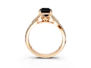 Solitaire Engagement Ring Setting for Fancy Black Radiant Cut Center with Pave Rail Split Shank and Prong Head in Rose Gold