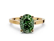 Solitaire Engagement Ring Setting for Fancy Green Oval Center with Tapered Shoulders and Prong Head in Yellow Gold