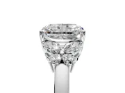 Solitaire Engagement Ring Setting for Radiant Cut Center with Marquise Flower Shoulders and Prong Head in Sterling Silver