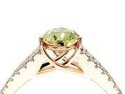 Solitaire Engagement Ring Setting for Fancy Yellow Pear-Shaped Center with Pave Split Shank and Prong Head in Rose Gold