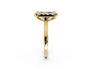 Single Halo Engagement Ring Setting for Fancy Green Radiant Cut Center with Corner Claws, Plain Band and Prong Head in Yellow Gold