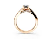 Solitaire Engagement Ring Setting for Emerald Cut Center with Crossover Accents and Prong Head in Rose Gold