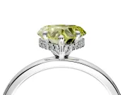 Hidden Halo Engagement Ring Setting for Fancy Yellow Heart-Shaped Center with Plain Band and Tall Prong Head in Sterling Silver