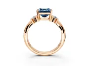 Solitaire Engagement Ring Setting for Fancy Blue Asscher Cut Center with Grooved Bar Accent Band and Prong Head in Rose Gold