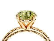 Solitaire Engagement Ring Setting for Fancy Yellow Round Cut Center with XO Engraved Band and Prong Head in Yellow Gold