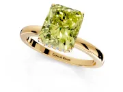 Solitaire Engagement Ring Setting for Fancy Yellow Radiant Cut Center with Fine Wire Band and Prong Head in Yellow Gold