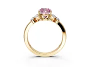 Solitaire Engagement Ring Setting for Fancy Pink Cushion Cut Center with Marquise Flower Shoulders and Prong Head in Yellow Gold