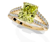 Solitaire Engagement Ring Setting for Fancy Yellow Radiant Cut Center with Pave Split Shank and Prong Head in Yellow Gold