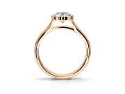 Solitaire Engagement Ring Setting for Oval Center with V Split Shank and Bezel Head in Rose Gold