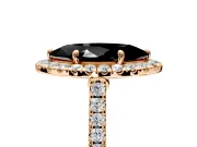 Halo Engagement Ring Setting for Fancy Black Marquise Center with Narrowing Pave Band and Prong Head in Rose Gold
