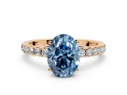 Solitaire Engagement Ring Setting for Fancy Blue Oval Center with Large Accent Band and Prong Head in Rose Gold
