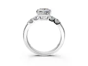5 Stone Engagement Ring Setting for Princess Cut Center with Plain Band and Prong Head in Platinum