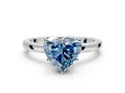 Solitaire Engagement Ring Setting for Fancy Blue Heart-Shaped Center with Plain Band and Tulip Prong Head in Platinum