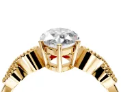 Leaf Engagement Ring Setting for Marquise Center with Milgrain Accent Band and Prong Head in Yellow Gold