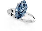 Solitaire Engagement Ring Setting for Fancy Blue Marquise Center with Wide Knife Ridge Band and Prong Head in White Gold