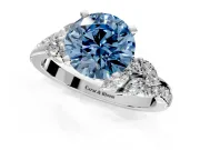 Solitaire Engagement Ring Setting for Fancy Blue Round Cut Center with Marquise Accent Twist Band and Prong Head in Sterling Silver