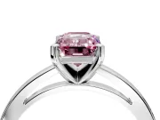 Solitaire Engagement Ring Setting for Fancy Pink Emerald Cut Center with Basket Rail and Prong Head in White Gold
