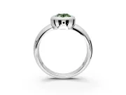 Solitaire Engagement Ring Setting for Fancy Green Oval Center with Wide Band and Bezel Head in White Gold