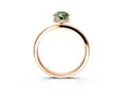 Hidden Halo Engagement Ring Setting for Fancy Green Pear-Shaped Center with Plain Band and Tall Prong Head in Rose Gold