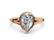 Solitaire Engagement Ring Setting for Pear-Shaped Center with V Split Shank and Bezel Head in Rose Gold