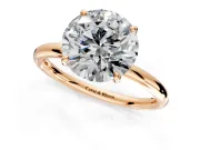 Low-Set Solitaire Engagement Ring Setting for Round Cut Center with Thin Plain Band and Prong Head in Rose Gold