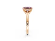 Solitaire Engagement Ring Setting for Fancy Pink Emerald Cut Center with Plain Split Shank and Prong Head in Rose Gold