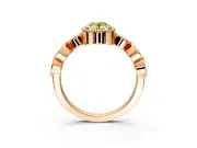 Vintage Station Engagement Ring Setting for Fancy Yellow Oval Center with Accents and Prong Head in Rose Gold