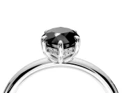 Hidden Halo Engagement Ring Setting for Fancy Black Marquise Center with Thin Rounded Band and Prong Head in Sterling Silver