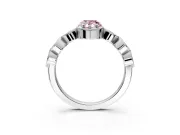 Vintage Station Engagement Ring Setting for Fancy Pink Pear-Shaped Center with Accents and Prong Head in Platinum