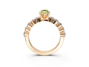 Shared-Prong Engagement Ring Setting for Fancy Yellow Marquise Center with Graduated Accents and Prong Head in Rose Gold