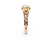 Solitaire Engagement Ring Setting for Fancy Yellow Princess Cut Center with Accented Split Shank and Prong Head in Rose Gold