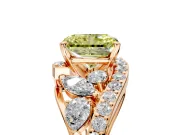 Halo Engagement Ring Setting for Fancy Yellow Radiant Cut Center with Marquise and Pave Bypass Band and Prong Head in Rose Gold
