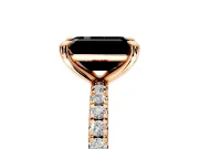 Solitaire Engagement Ring Setting for Fancy Black Emerald Cut Center with Fine Pave Narrow Band and Prong Head in Rose Gold
