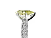 Solitaire Engagement Ring Setting for Fancy Yellow Pear-Shaped Center with Milgrain-Edged Pave Band and Prong Head in Sterling Silver