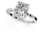Hidden Halo Engagement Ring Setting for Radiant Cut Center with Wide Flat Plain Band and Prong Head in Sterling Silver