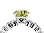 Shared-Prong Engagement Ring Setting for Fancy Yellow Round Cut Center with Graduated Accents and Prong Head in Sterling Silver