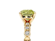 Solitaire Engagement Ring Setting for Fancy Yellow Cushion Cut Center with Bezel-Dot Beaded Band and Prong Head in Yellow Gold