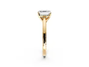 Solitaire Engagement Ring Setting for Asscher Cut Center with Flat-Sided Plain Band and Prong Head in Yellow Gold
