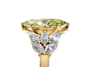 Leaf Cluster Engagement Ring Setting for Fancy Yellow Marquise Center with Marquise Accents and Prong Head in Yellow Gold